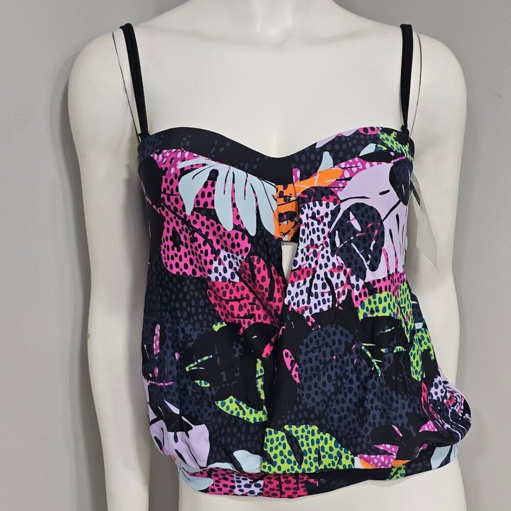 Bar III Paradise Palms Convertible Tropical-Print Tankini Top - Picture 2 of 9